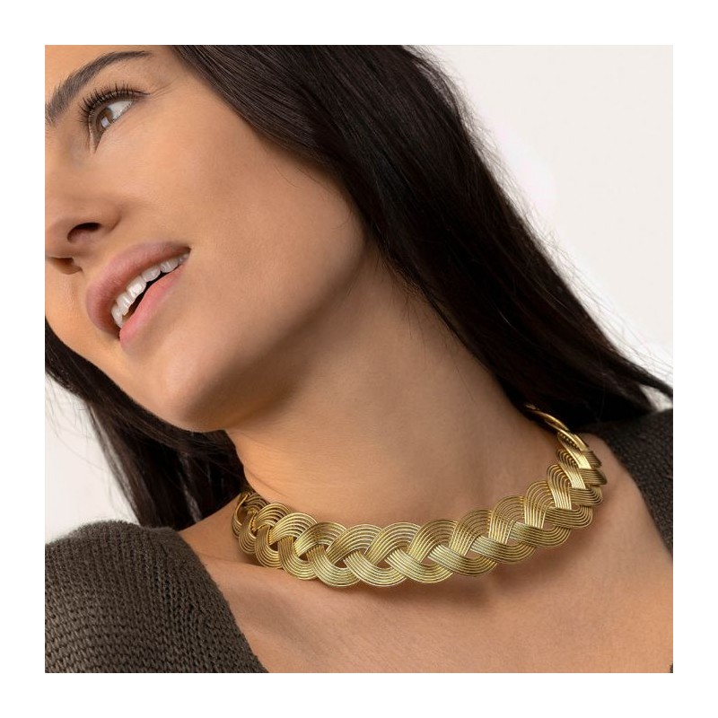 COLLANA RIGIDA INTRECCIATA IN OTTONE - VESTOPAZZO DD00028 1 COLLANA RIGIDA INTRECCIATA IN OTTONE - VESTOPAZZO DD00028 1