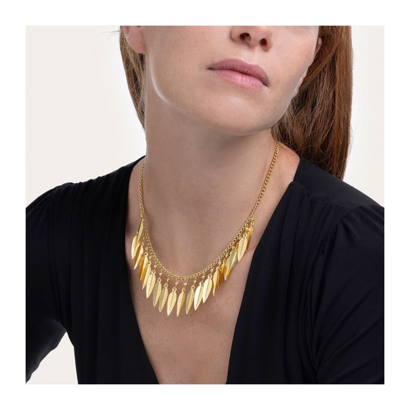 COLLANA PENDENTI FOGLIE IN OTTONE - VESTOPAZZO DD01041 COLLANA PENDENTI FOGLIE IN OTTONE - VESTOPAZZO DD01041