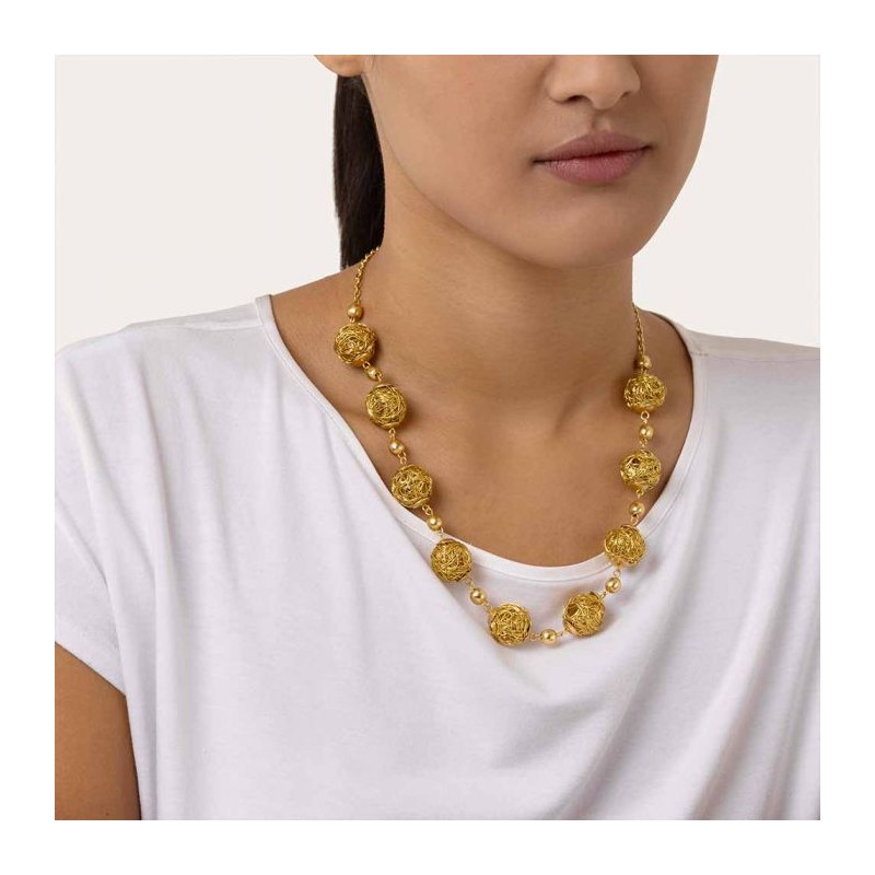 COLLANA CON NOVE SFERE IN OTTONE - VESTOPAZZO DD03006 COLLANA CON NOVE SFERE IN OTTONE - VESTOPAZZO DD03006