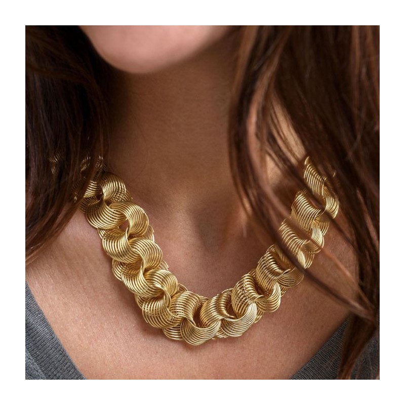 COLLANA MULTI CERCHI INTRECCIATI IN OTTONE - VESTOPAZZO DD03011 COLLANA MULTI CERCHI INTRECCIATI IN OTTONE - VESTOPAZZO DD03011