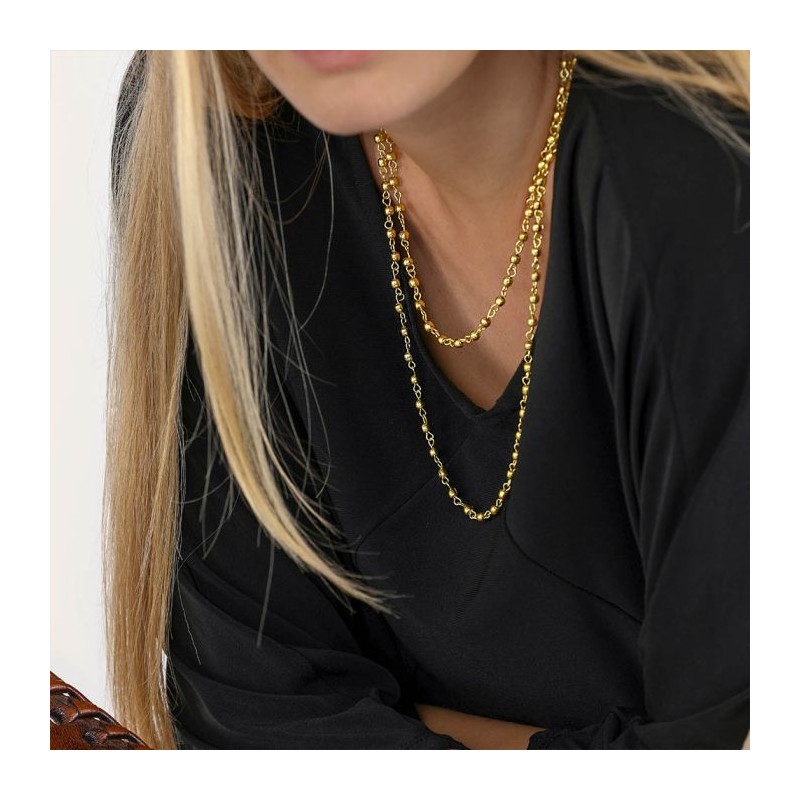 COLLANA LUNGA CON MINI SFERE IN OTTONE - VESTOPAZZO DD04010
