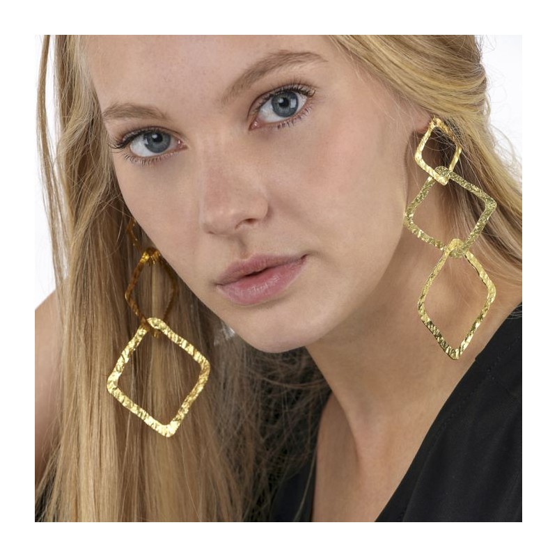 ORECCHINI ROMBI PENDENTI IN OTTONE - VESTOPAZZO DD16076 ORECCHINI ROMBI PENDENTI IN OTTONE - VESTOPAZZO DD16076