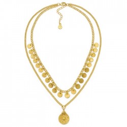 COLLANA 2 FILI MONETE IN OTTONE - VESTOPAZZO DD04051
