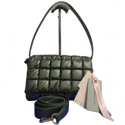 BORSA A SPALLA TRAPUNTATA CON TRACOLLA LUNGA VERDE - Alessia Massimo STYLE1332