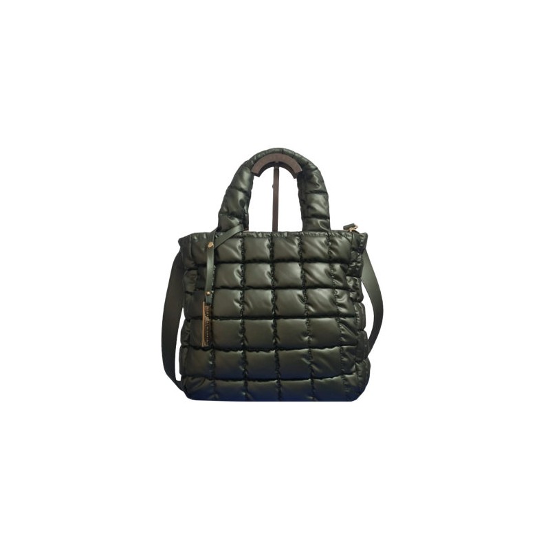 BORSA A MANO TRAPUNTATA E TRACOLLA LUNGA VERDE - Alessia Massimo STYLE1331