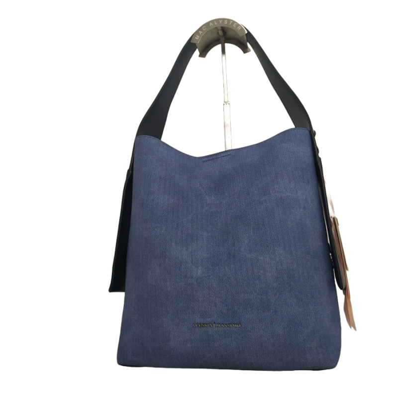 Borsa Donna effetto Jeans Blu con Pochette e Tracolla Regolabile - Alessia Massimo STYLE1770 Borsa Donna effetto Jeans Blu con Pochette e Tracolla Regolabile - Alessia Massimo STYLE1770
