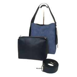 Borsa Donna effetto Jeans Blu con Pochette e Tracolla Regolabile - Alessia Massimo STYLE1770