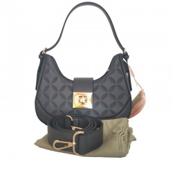 ALESSIA MASSIMO – Borsa a Spalla Grigio Scuro con Tracolla CON ACCESSORI