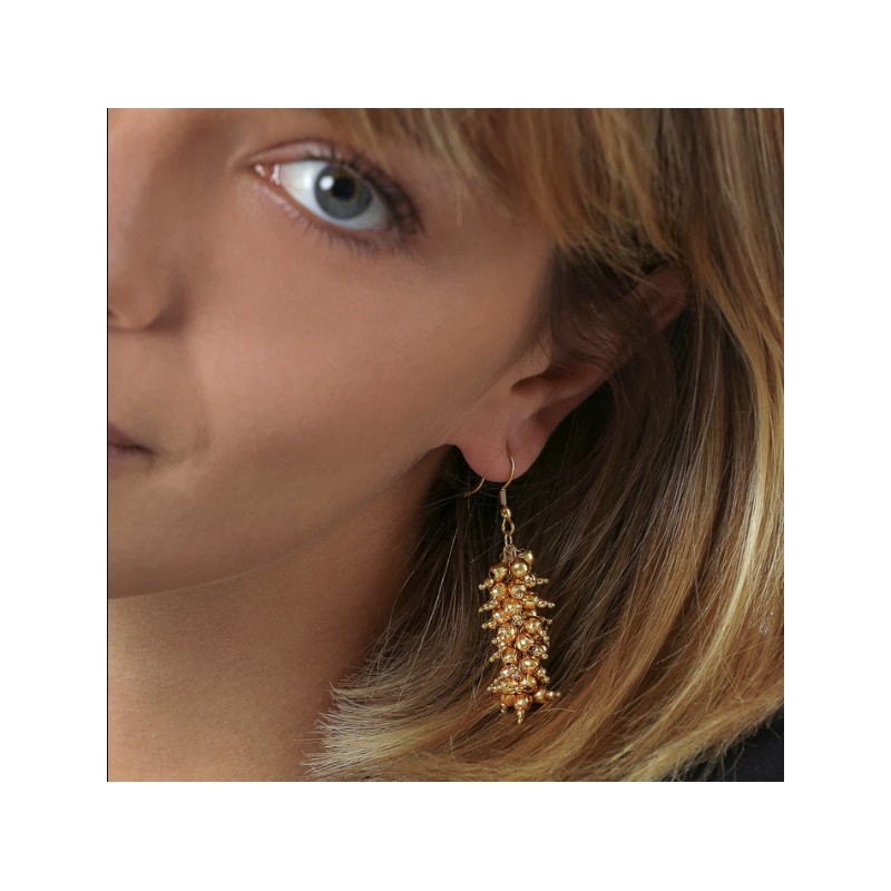 ORECCHINI GRAPPOLO DI SFERE IN OTTONE - VESTOPAZZO DD16087 ORECCHINI GRAPPOLO DI SFERE IN OTTONE - VESTOPAZZO DD16087