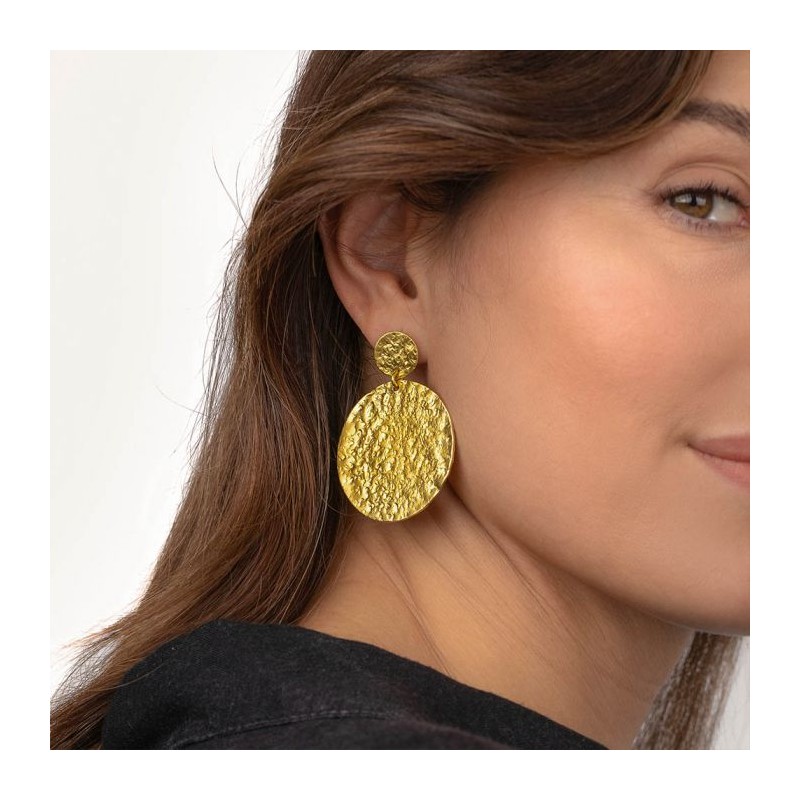 ORECCHINI MARTELLATI TONDI IN OTTONE - VESTOPAZZO DD16117S ORECCHINI MARTELLATI TONDI IN OTTONE - VESTOPAZZO DD16117S