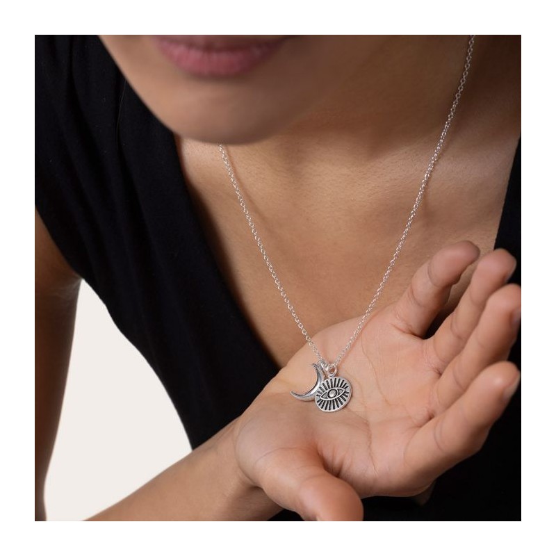 COLLANA LUNA OCCHIO DOPPIO CIONDOLO PLACCATO ARGENTO - VESTOPAZZO LO53160 COLLANA LUNA OCCHIO DOPPIO CIONDOLO PLACCATO ARGENTO - VESTOPAZZO LO53160