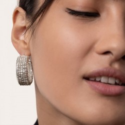ORECCHINI MODELLO HOOP PEPITE PLACCATO IN ARGENTO - VESTOPAZZO MI3104S
